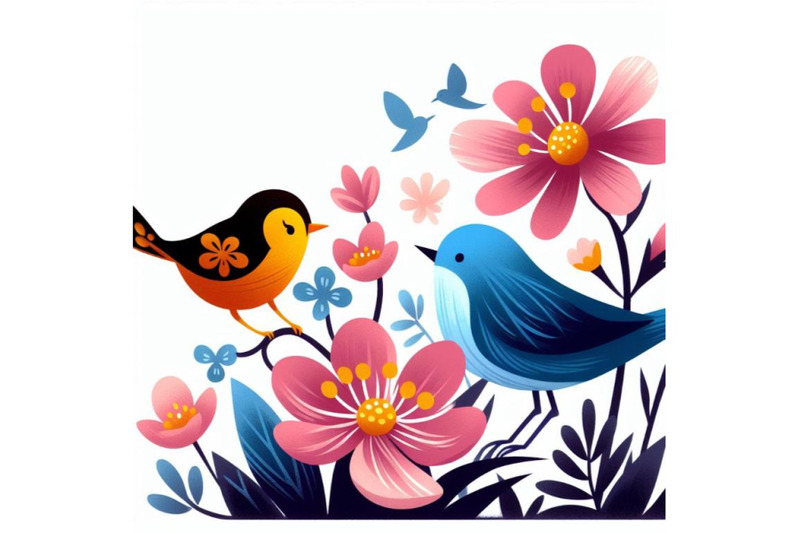 4-acrylic-painting-of-bird-and-spring-flower