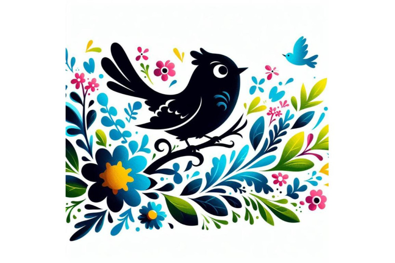 4-acrylic-painting-of-bird-and-spring-flower