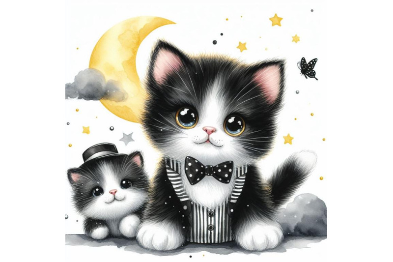 four-baby-animal-cute-cat-watercolor