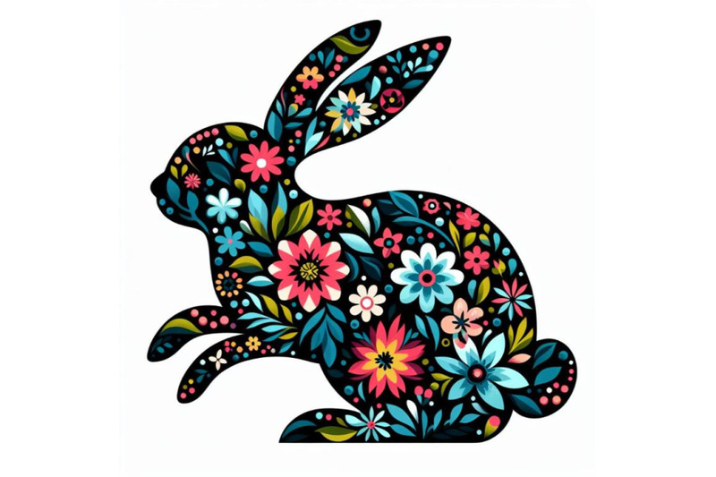 4-illustration-of-abstract-bunny-filled-with-flowers-and-leaves