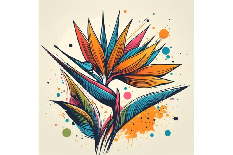 4-illustration-of-abstract-line-art-of-tropical-flower-with-color-spla