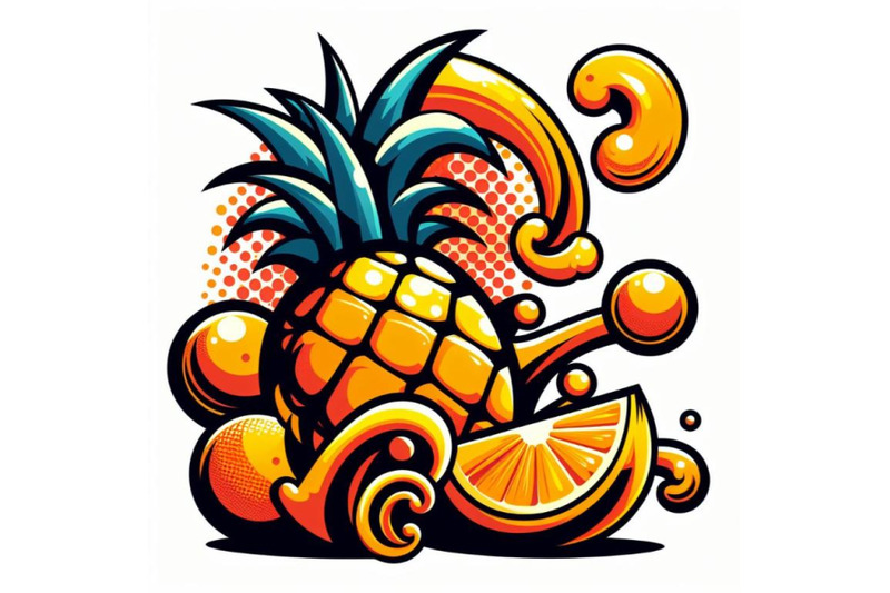 4-illustration-of-abstract-style-color-pop-art-yellow-orange-fruit