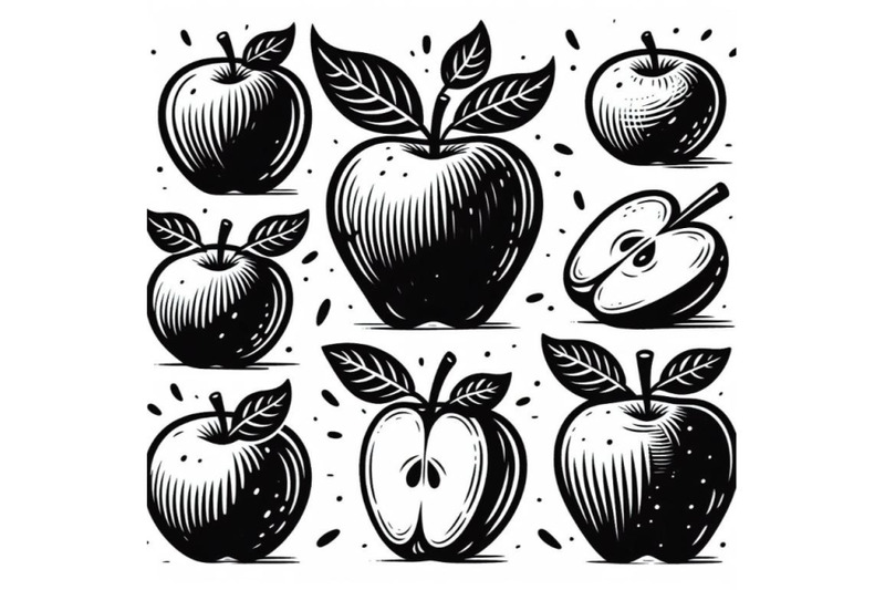 4-illustration-of-apple-fruit-isolated-on-white-background-in-line-art