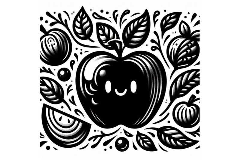 4-illustration-of-apple-fruit-isolated-on-white-background-in-line-art