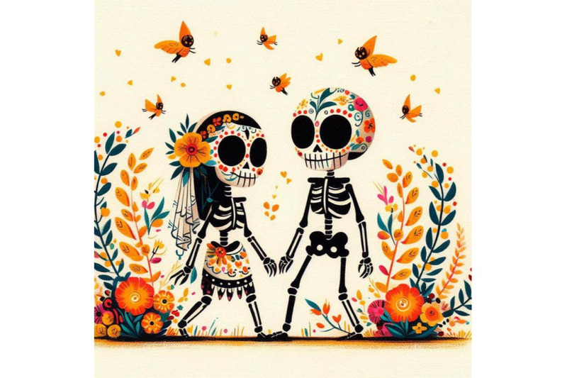 4-illustration-of-couple-skulleton-with-flowers