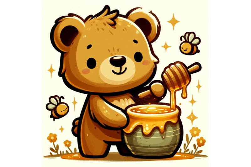 4-illustration-of-cute-bear-holding-honey-jar