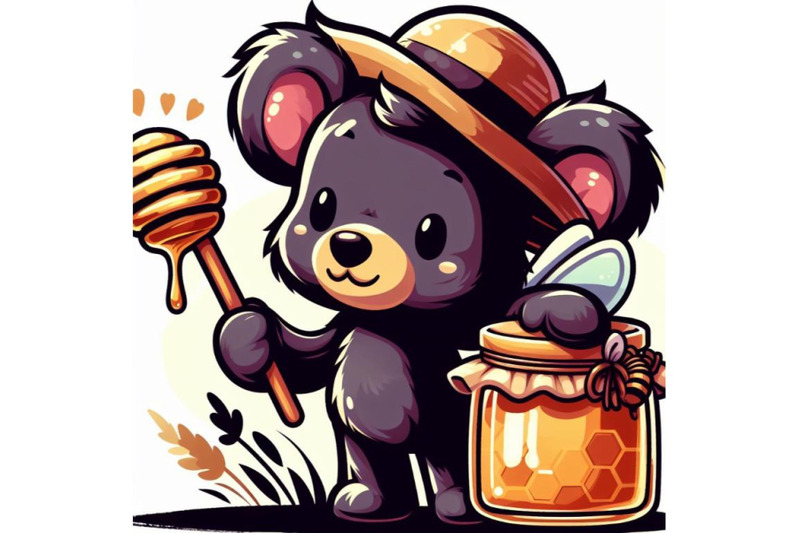 4-illustration-of-cute-bear-holding-honey-jar