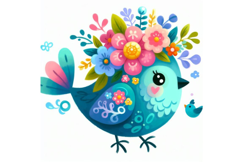 4-illustration-of-cute-bird-decorated-with-flowers