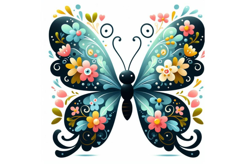 4-illustration-of-cute-butterfly-decorated-with-flowers