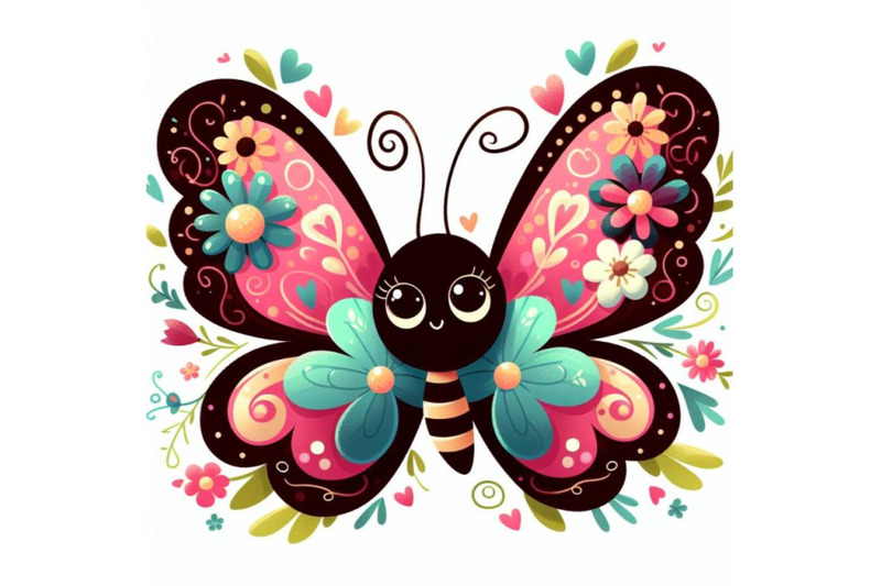 4-illustration-of-cute-butterfly-decorated-with-flowers