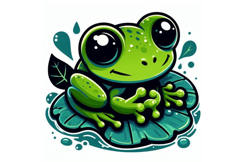 4-illustration-of-cute-frog-setting-on-a-water-leaf