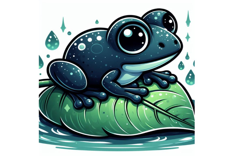 4-illustration-of-cute-frog-setting-on-a-water-leaf