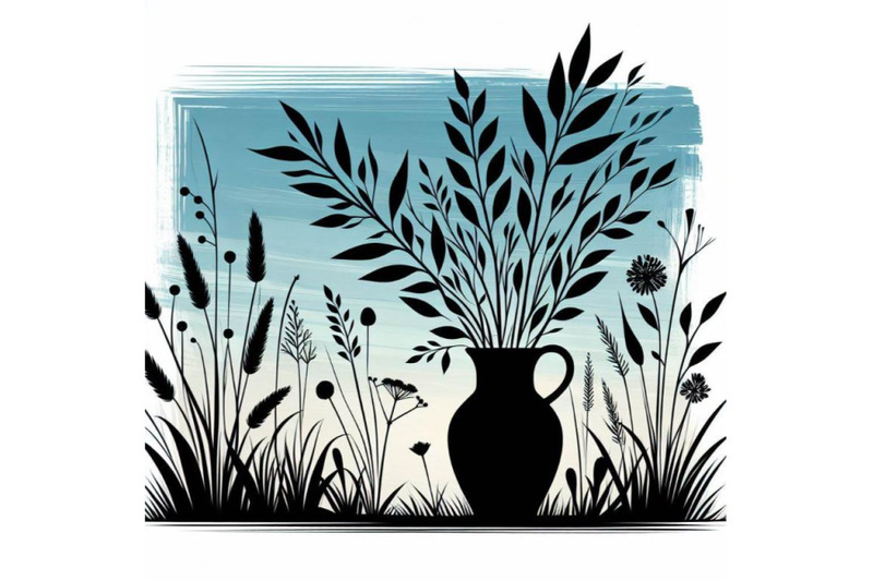 4-illustration-of-field-grass-and-branch-with-leaves-in-a-vase