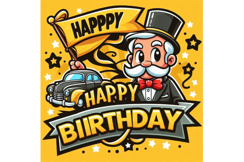 four-happy-birthday-cartoon-sign