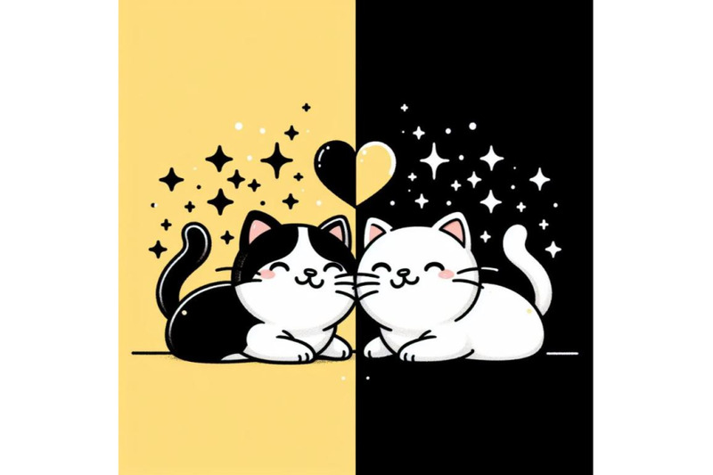 four-isolated-two-cats-in-love-on-white-background