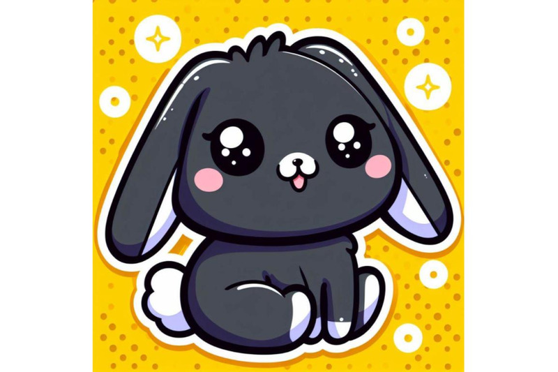 four-kawaii-sticker-of-cute-rabbit