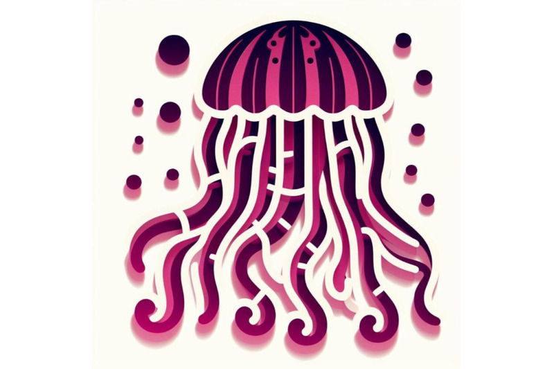 4-paper-cut-jellyfish-icon-isolated-on-white-background