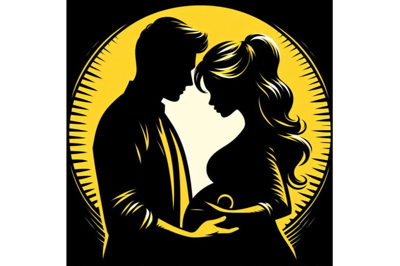 four-silhouette-of-pregnant-woman-with-a-husband