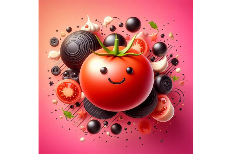 four-tomato-pink-background-3d