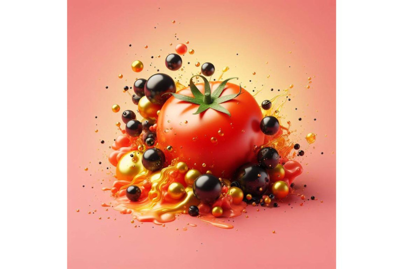 four-tomato-pink-background-3d