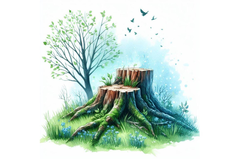 four-tree-stump-with-green-grass