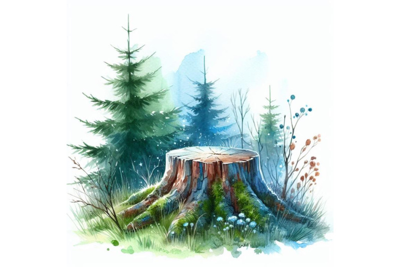 four-tree-stump-with-green-grass