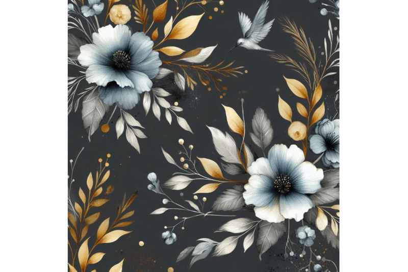 four-watercolor-dusty-blue-floral-graphics