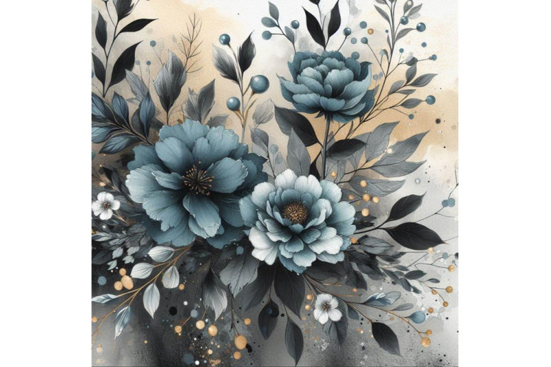 four-watercolor-dusty-blue-floral-graphics