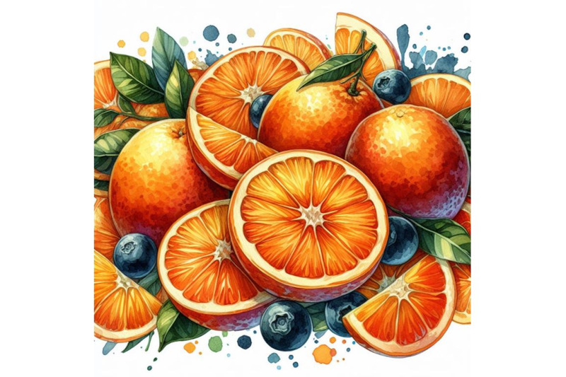 four-watercolor-illustration-of-fresh-cut-orange-fruit-abstract-art-co