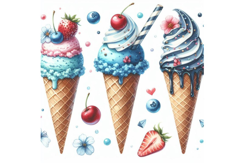 four-yummy-ice-cream-cone