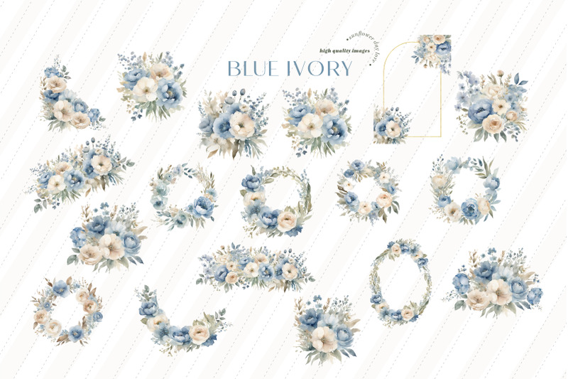 elegant-navy-amp-ivory-flowers-clipart-blue-floral-wedding