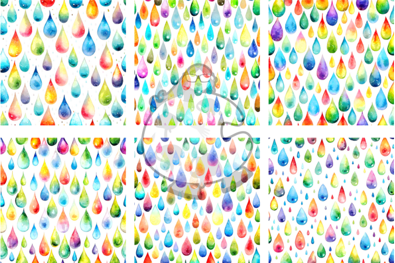 rainbow-raindrops-watercolor-digital-papers