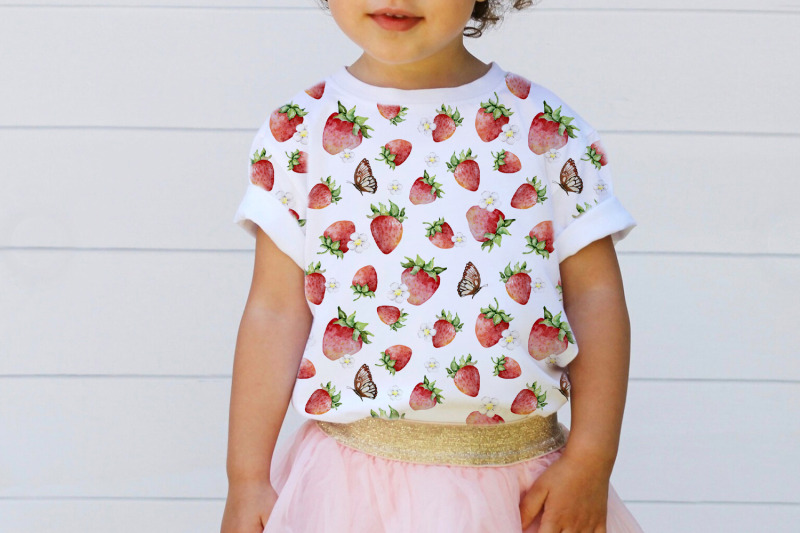 watercolor-strawberry-seamless-patterns