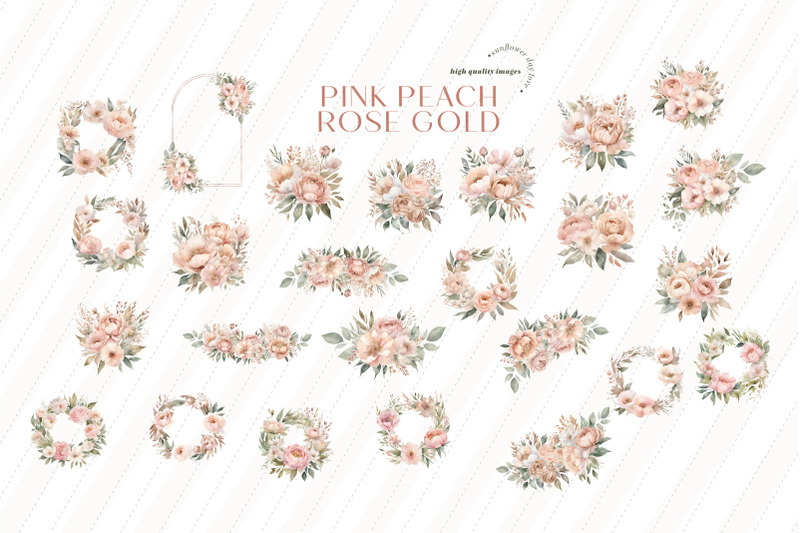 elegant-rose-gold-floral-clipart-pink-peach-flowers