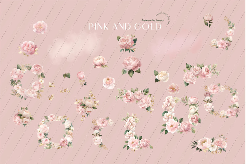 elegant-rose-gold-floral-clipart-pink-peach-flowers