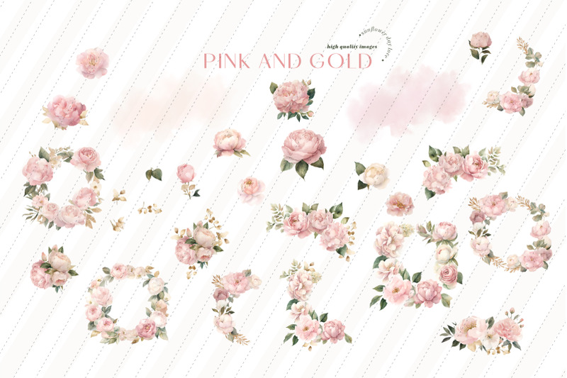 elegant-rose-gold-floral-clipart-pink-peach-flowers