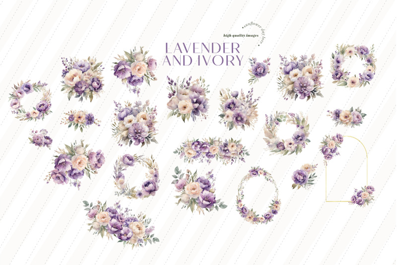 lavender-amp-ivory-flower-bouquets-clipart