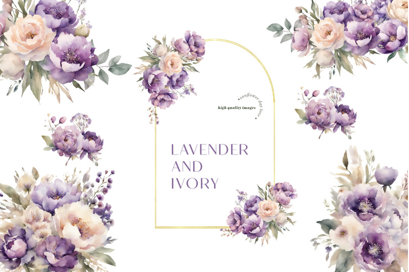 lavender-amp-ivory-flower-bouquets-clipart
