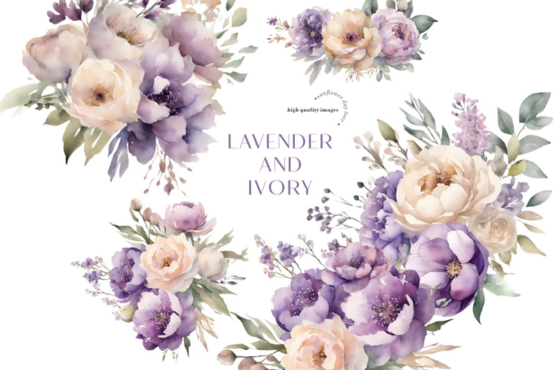 lavender-amp-ivory-flower-bouquets-clipart