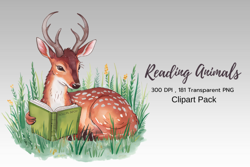 whimsical-woodland-forest-animals-reading-clipart-bundle