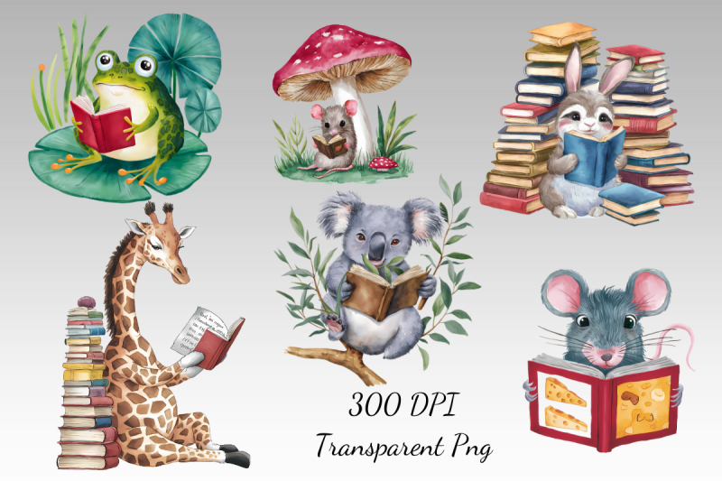 whimsical-woodland-forest-animals-reading-clipart-bundle