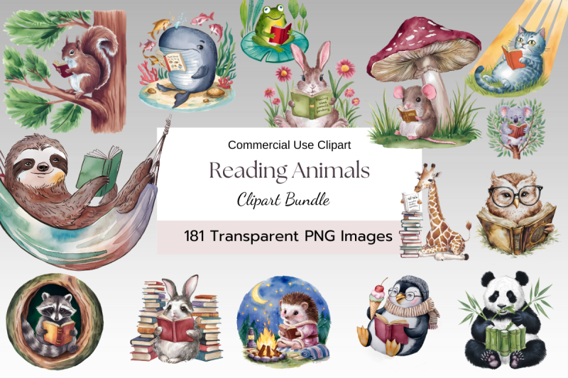 whimsical-woodland-forest-animals-reading-clipart-bundle