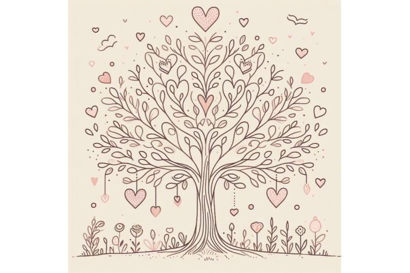 4-love-tree-with-hearts-for-your-design