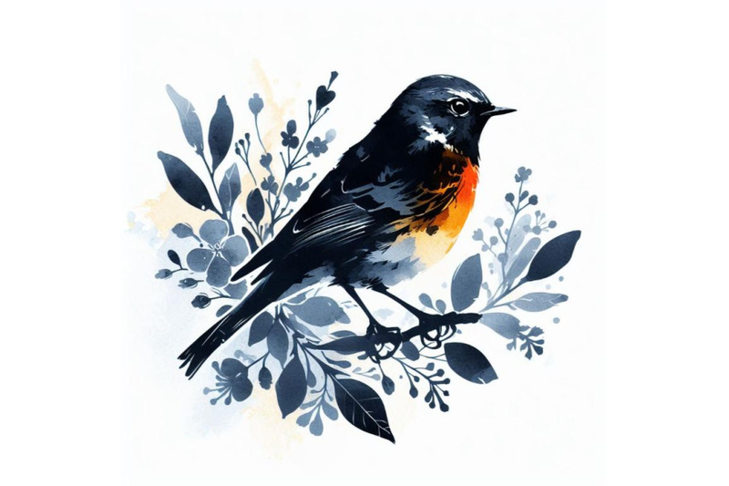 4-american-redstart-bird-watercolor-painting-white-background