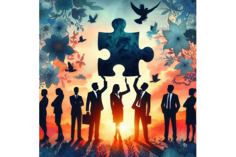 4-business-people-holding-the-big-jigsaw-puzzle-piece
