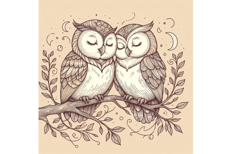 4-owls-in-love-sitting-on-branch