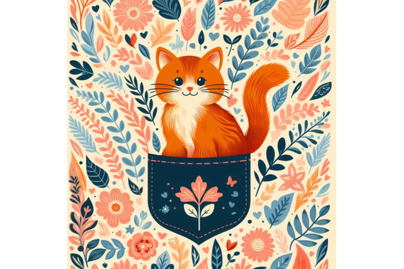 4-set-of-a-cute-orange-cat-in-a-pocket