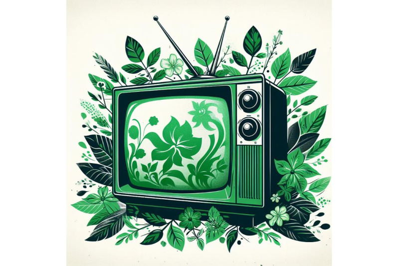 4-green-sihouette-of-retro-tv-on-white