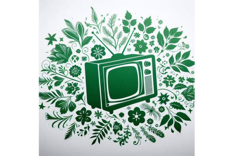 4-green-sihouette-of-retro-tv-on-white