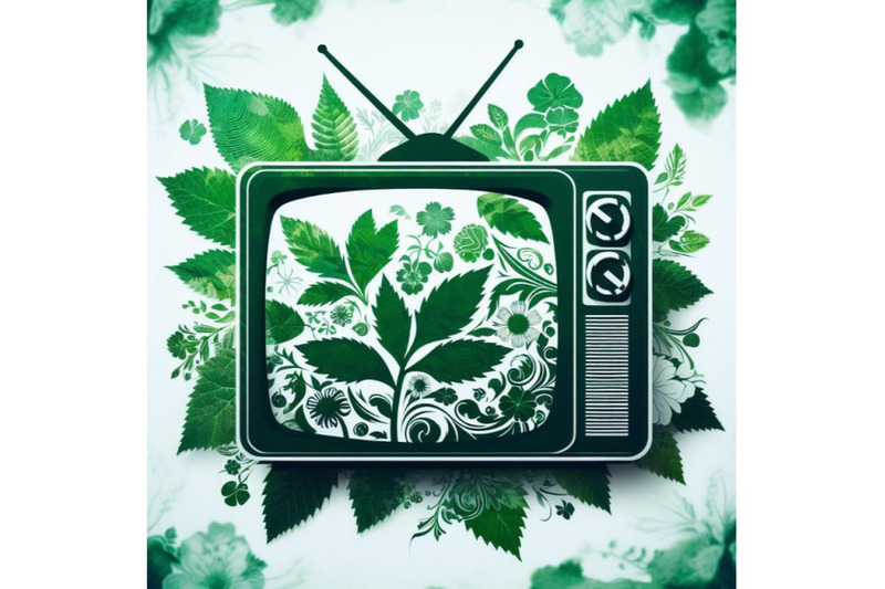 4-green-sihouette-of-retro-tv-on-white